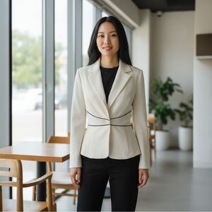 A. Byer Cream Blazer with Black Accents